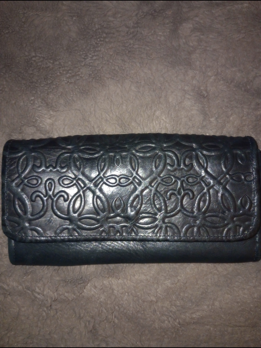 Alex and Ani Embossed Black Leather Wallet